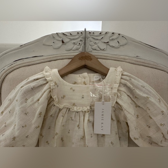 🤍 0~3 Mth Jamie Kay Organic Muslin Frances Vintage Ditsy Cammomile Onesie - Picture 5 of 8